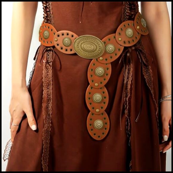 Vintage Western Disc Concho Belt Boho Style Adjustable Hollow Oval Waist Belt main image 5